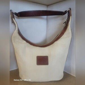 VALENTINA IVORY & BROWN‎ LEATHER SHOULDER HANDBAG